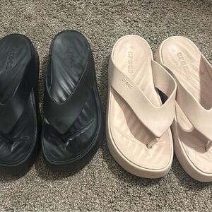 CROCS Black and Cream Sandals with Ventilation Holes